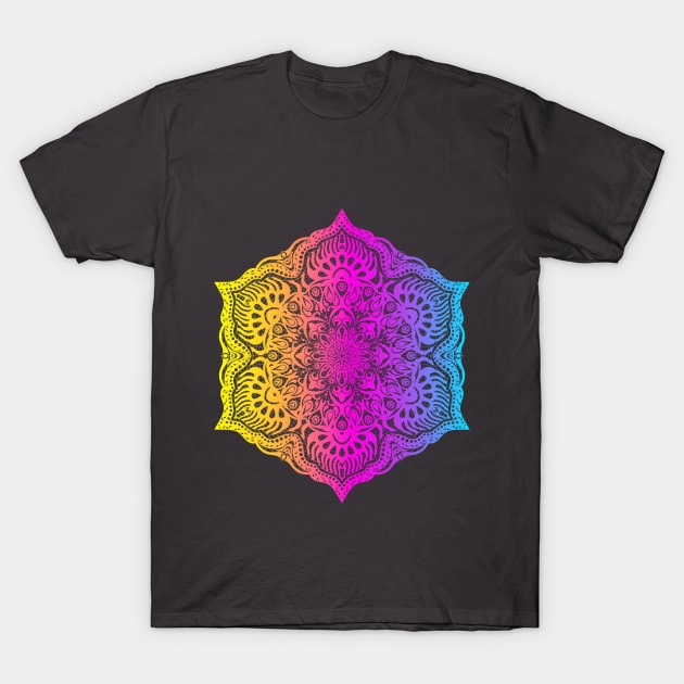 Colorful abstract ethnic floral mandala pattern design T-Shirt by SomberlainCimeries